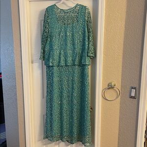 Roaman's Turquoise Lace Detail Top dress size 16W